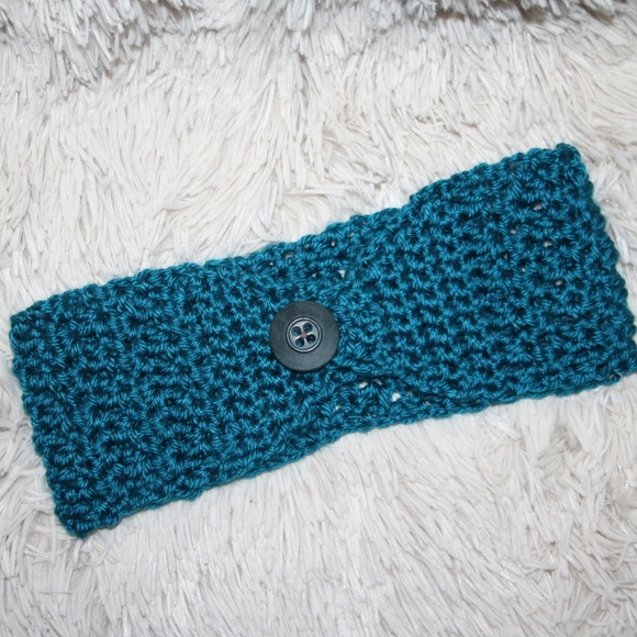 Peacock Turquoise Winter Earwarmer Head wrap - Picture 3 of 5